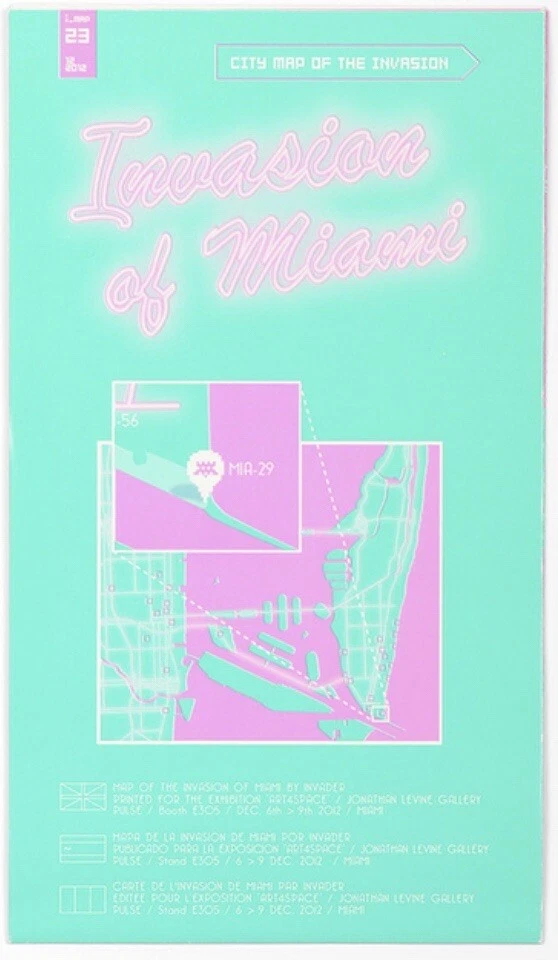 SPACE INVADER INVASION OF MIAMI MAP #23 Art Print Art Basel Poster Invader  | eBay