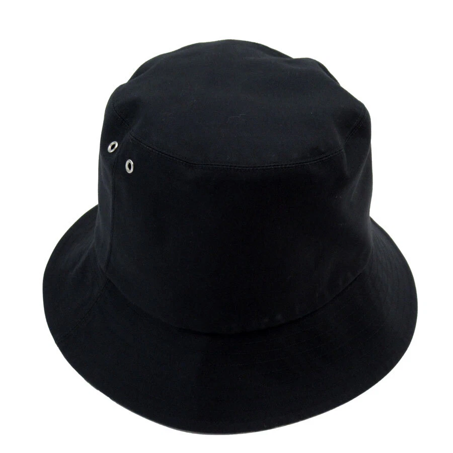 Auth Christian Dior Teddy D Bob chapeau seau chapeau noir polyester/coton w0657i