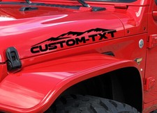 2 Mountains Custom Text Hood Or Fender Decals Fits Jeep Wrangler Or Any Truck 2 Mountains Custom Text Hood Or Fender Decals Fits Jeep Wrangler Or Any Truck