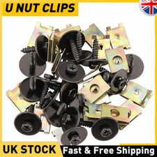 40X Metal Car Screw Body Fender Bumper Retainer U Nut Clips Gasket Fastener Kit
