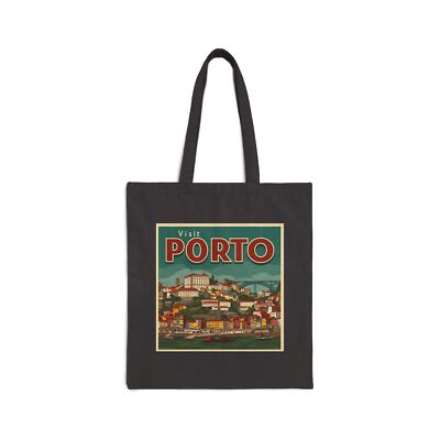 Vintage Porto Cotton Tote Bag - Eco-Friendly Beach, Shopping, Travel, Gift