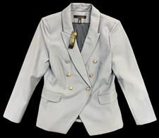 NEW WHITE HOUSE BLACK MARKET WHBM 195 DENIM BLUE STUDIO BLAZER SZ 2