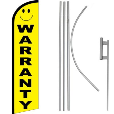 Warranty Yellow / Black Windless Banner Flag & 16' Flagpole Kit/Ground