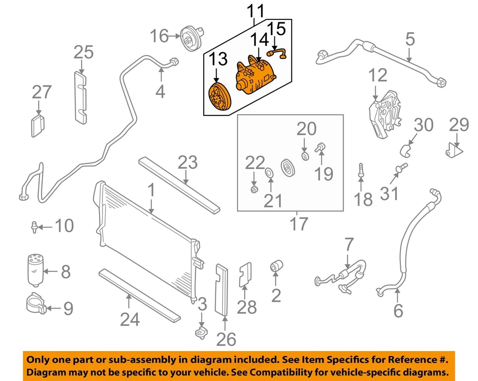 Compresor de aire acondicionado usado se adapta a: Nissan Xterra 2002 6 cilindros desde 9/99 grado A Foto 3 de 4