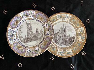 2x Ely & Canterbury Kathedralen Kunst Weihnachtsteller von Masons Ironstone