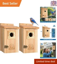 Weather-Resistant 2 Pack Bird Houses with Predator Guard and Easy Clean Feature