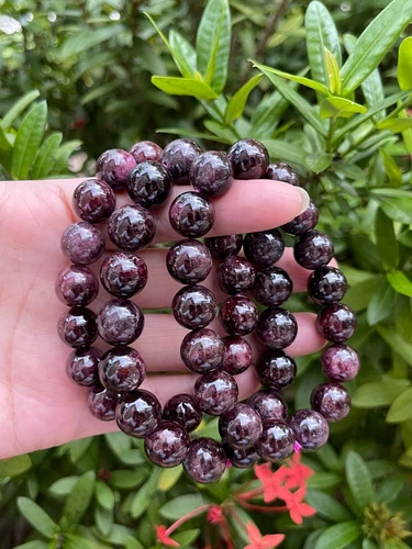Natürliches Granat Kristall Perlen Armband 12 mm, echtes Granat Edelstein Armband - Bild 6 von 9