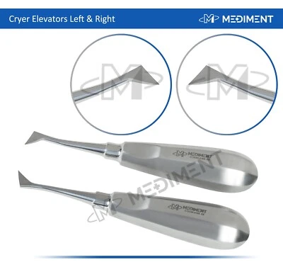 MEDIMENT Dental Tooth Extraction Cryer Elevators Left & Right Surgical Root Instruments