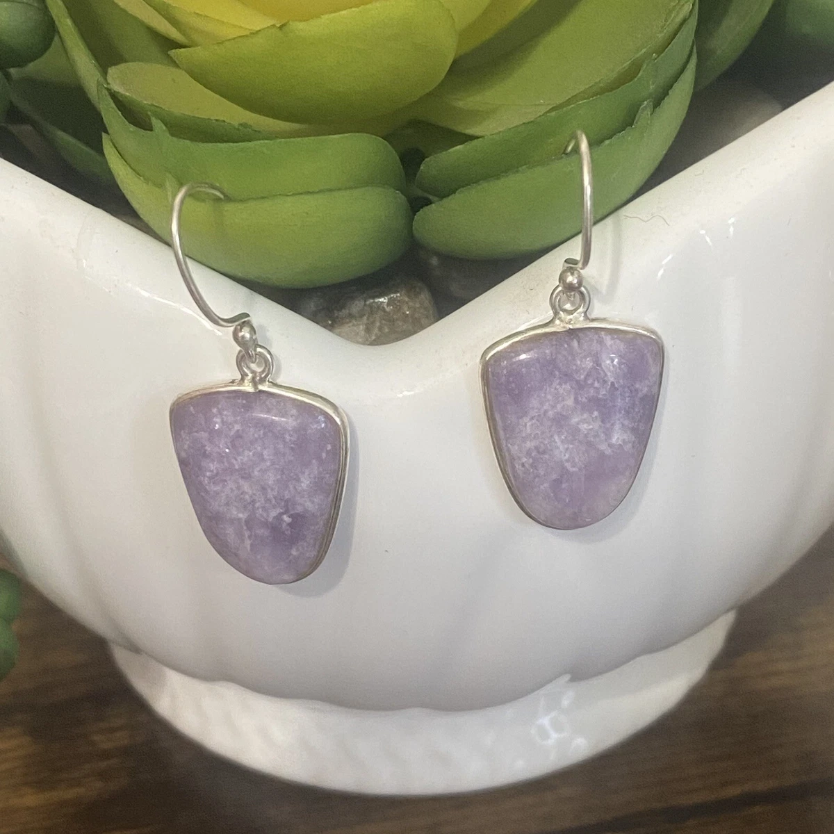 Lepidolite Earrings Libra Peace Balance Calms Anxiety Depression
