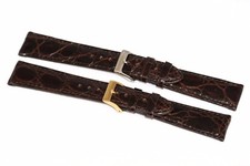 Genuine Crocodile Dark Brown Stitched Watch Band Strap Handmade In Italy