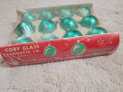 SEALED NEW OLD STOCK 12 Vintage Coby Glass Christmas Tree Ornaments Box MADE USA