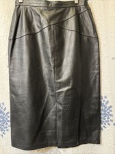 VINTAGE RETRO BLACK LEATHER LINED 29  WAIST LONG SKIRT 30  LENGTH