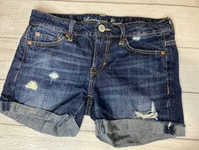 American Eagle Shorts 3.5  Jean Cut Off Frayed Distressed Size 00 Cotton Pockets