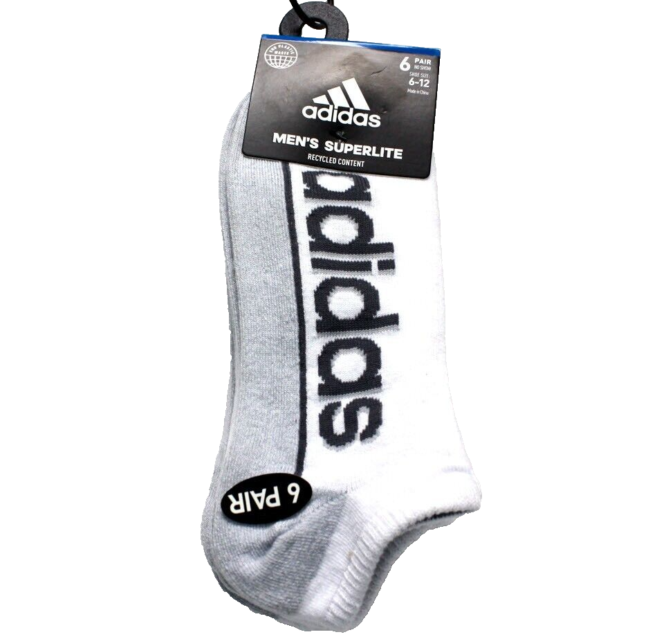 6 Pairs- Adidas Mens SUPERLITE AeroReady NO SHOW Socks -Cushioned Wicks -  WHITE | eBay