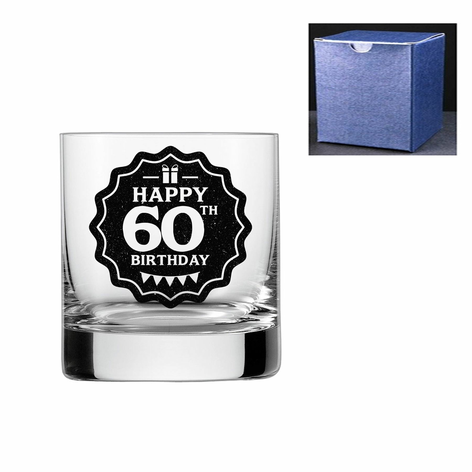 Novelty Engraved/Printed Whisky Glass - Happy 60th Birthday-image