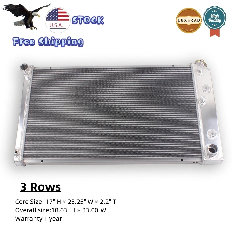 For Oldsmobile Delta 88 3-Row Full Aluminum Radiator 1968-1985 1970 1971 1972 #C Foto 2 de 4