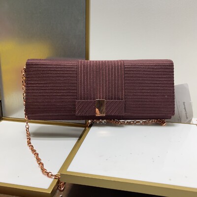 Ted Baker- Emilee Flat Bow Evening Bag Women’s Clutch Burgundy NWD