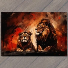 Art Print  Lions in Vivid Pop Art, Bright Orange Palette Adds Playful Flair lion