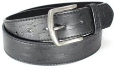 Firearms Pattern Leather Belt Strap and Metal Buckle 1.5" Wide with Snaps