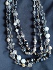 Multi Strand Crystal Bead Jet Fireball Multi Strand Necklace WHBM Black White — photo 1