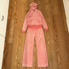 Vintage Juicy Couture Velour Tracksuit Set Pink 90s/Y2K Made In USA Womens XS