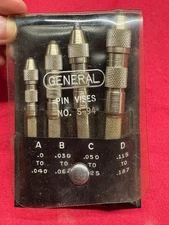 General Tools No. S-94 Pin Vises, Set of 4, 0-0.187 in - Old Inventory
