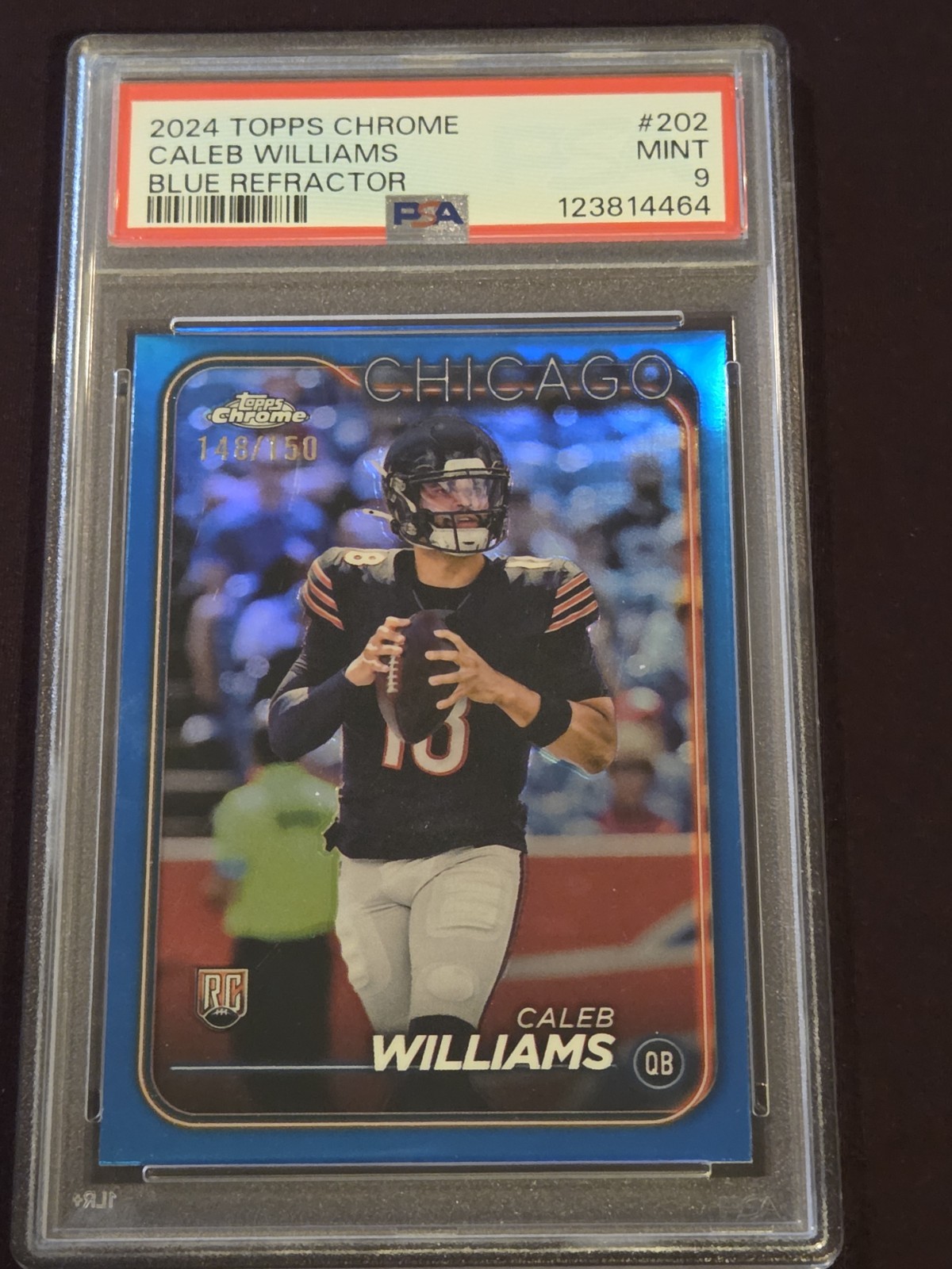 2024 Topps Chrome Caleb Williams RC BLUE REFRACTOR /150 PSA 9 Mint Bears #202