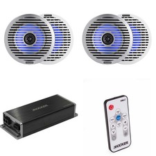 Kicker Marine KPX300.4 Powersports Amp  2 6.5" Thin- Mount Marine LED Spea...