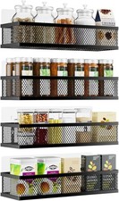 Spice Rack Wall Mount 4 Pack Pantry Door Organizer  Hanging Storage Baskets