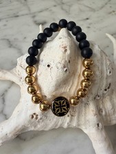 Rustic Cuff Ireland Gold Bead Bracelet Black ...