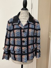 CHANEL 09P BOW DETAIL TWEED CC CAMELLIA LOGO BUTTON BLAZER JACKET Size FR50