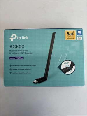 TP-Link Archer T2U Plus AC600 High Gain Dual Band USB Wi-Fi Adapter New Sealed