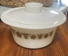 Pyrex Vintage Butterfly Gold Round Butter Tub With Lid