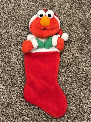 Kurt S Adler Sesame Street 3D Plush Elmo Head Christmas Stocking Unused