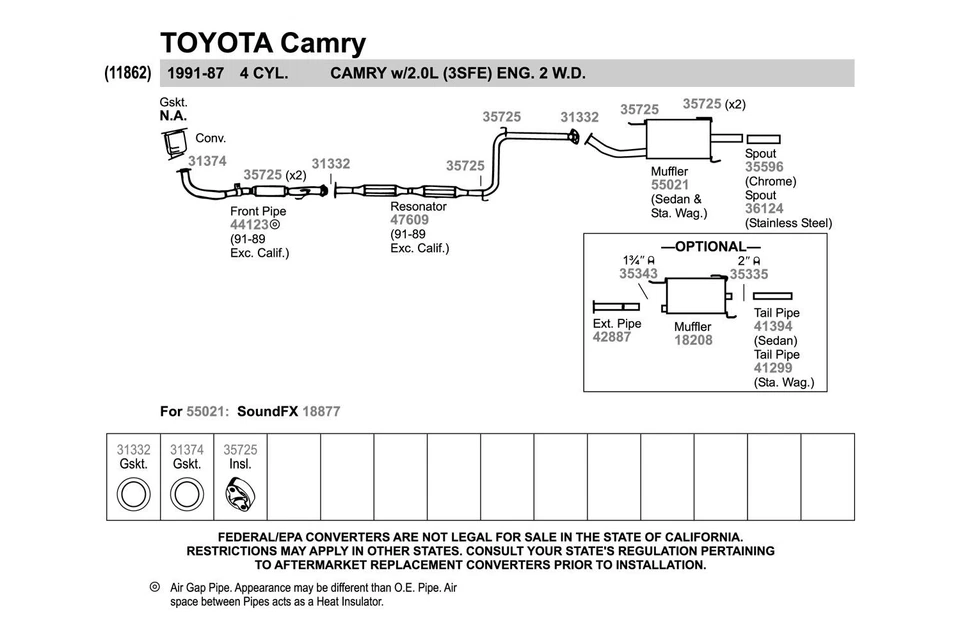 For Toyota Camry 87-91 Walker 47609 Aluminized Steel Round Resonator Assembly Foto 2 de 2