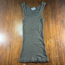 Michael Stars Women’s Scoop Neck Green Metallic Tank Top One Sz Cotton Nylon Y2K