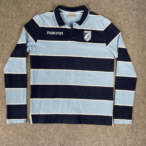 Macron Cardiff Blues Home Rugby Shirt Mens XL Long Sleeve Diolch NHS Striped