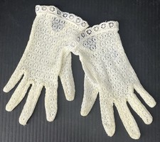 Vintage Child s Lace Nylon White Gloves 1940-1950s-British Hong Kong