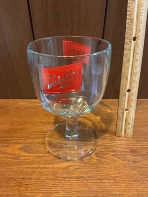 Clear And Red Schlitz Beer Logo Thumbprint Goblet Clear Glass