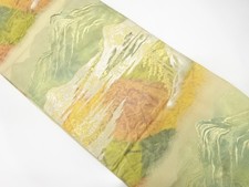 7571166: JAPANESE KIMONO / ANTIQUE FUKURO OBI / SILK / WOVEN TREES