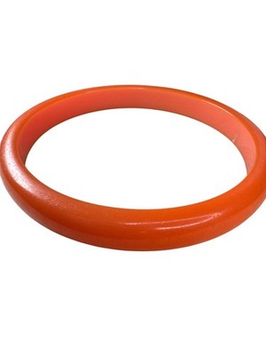 Vintage Bakelite Bangle Bracelet   Orange Chunky Tested Mid-Century Jewelry
