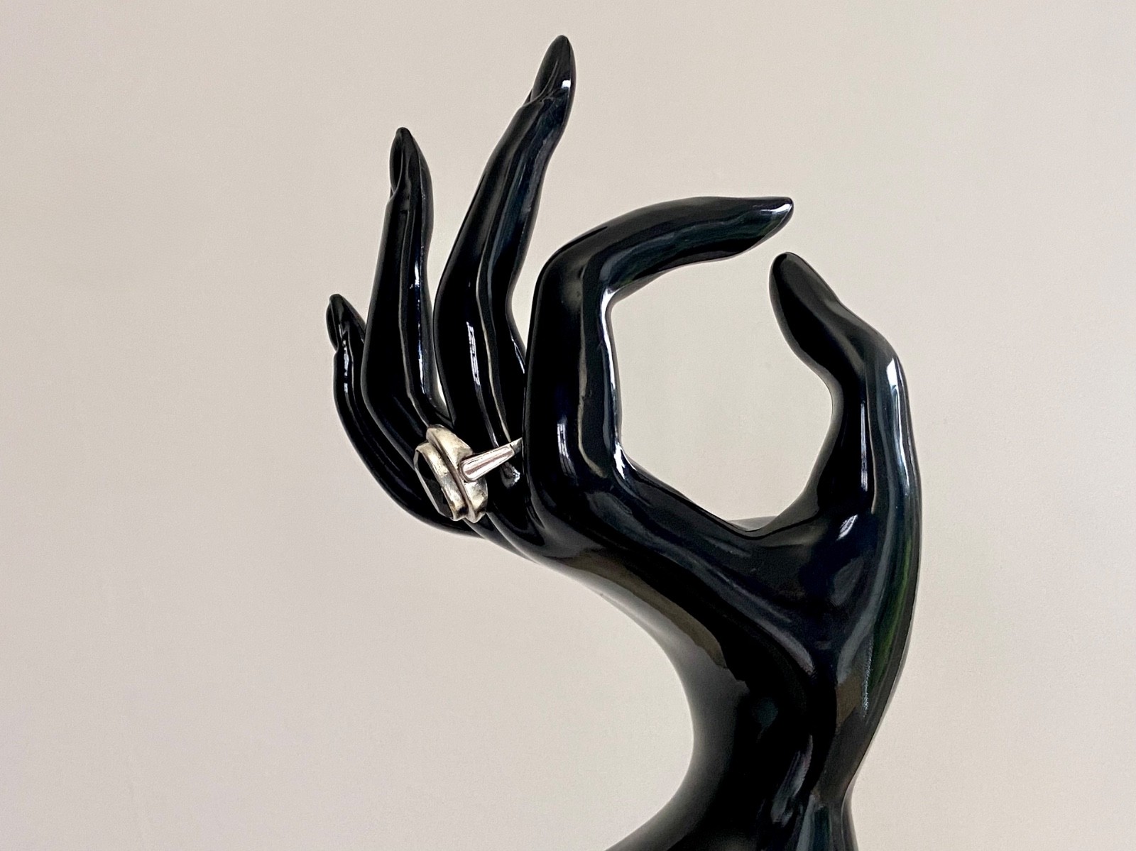 Vintage Solid Silver Statement Ring With Smoky Br… - image 3