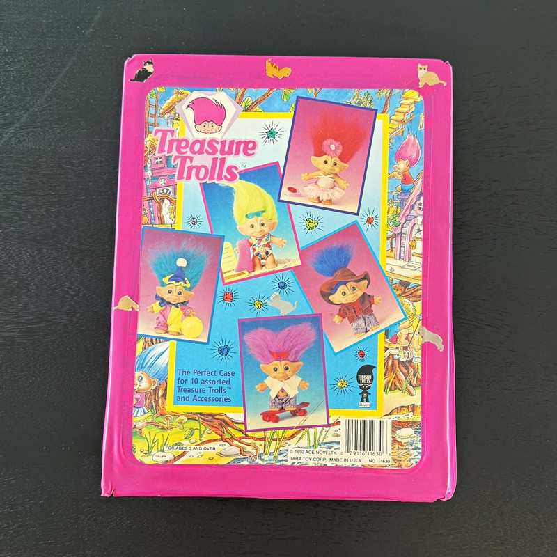 Treasure Trolls Mixed Lot Troll Dolls & Mini Figures w/ Pink Case, 1992