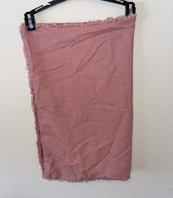 CASALUNA Linen Blend Dusty Rose Queen/Full Fringe Pillow Shams Zip Set Of 2