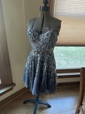 Sherri Hill Silk & Sequins Semi formal Prom Homecoming Dress