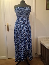 NEW MONSOON BLUE/WHITE MAXI DRESS. Sz M.