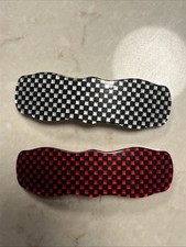 Vintage Checkered Curved French Clip Hair Barrette Lot Red Black White