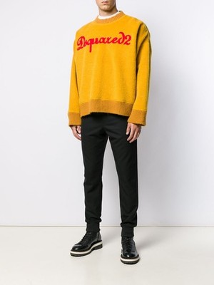 DSQUARED2 MUSTARD OVERSIZED LOGO JUMPER MUSTARD SIZE M *NWT*