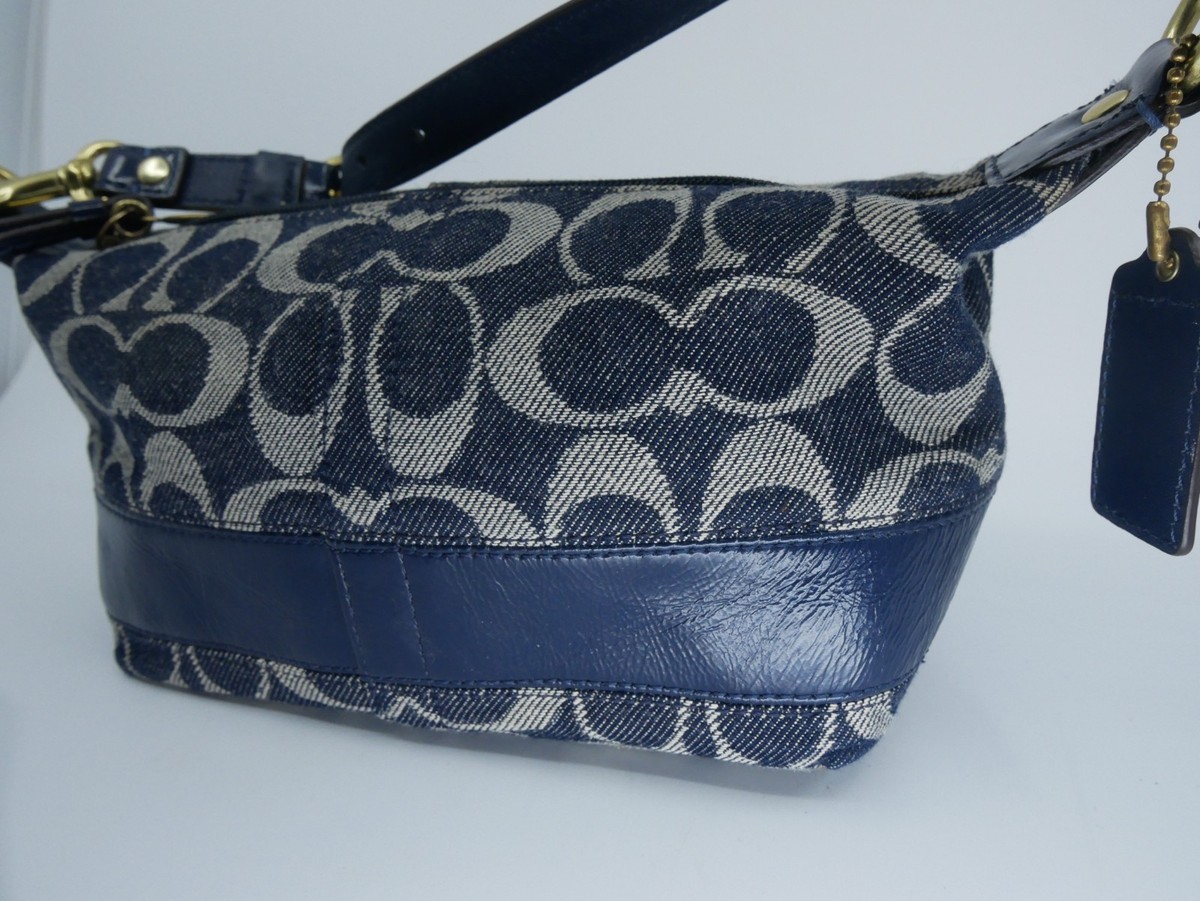 Coach C Signature Denim Demi Mini Baguette Purse Bag Anniversary 