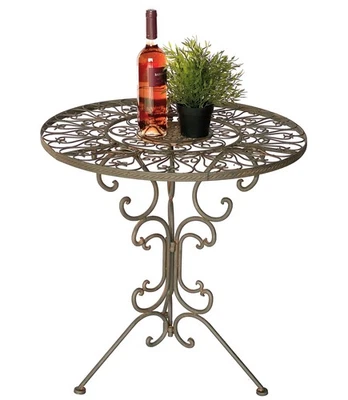 Table D'Appoint Ovale En Fer Vert Style Maison De Campagne Jardin 101x65x59 Cm